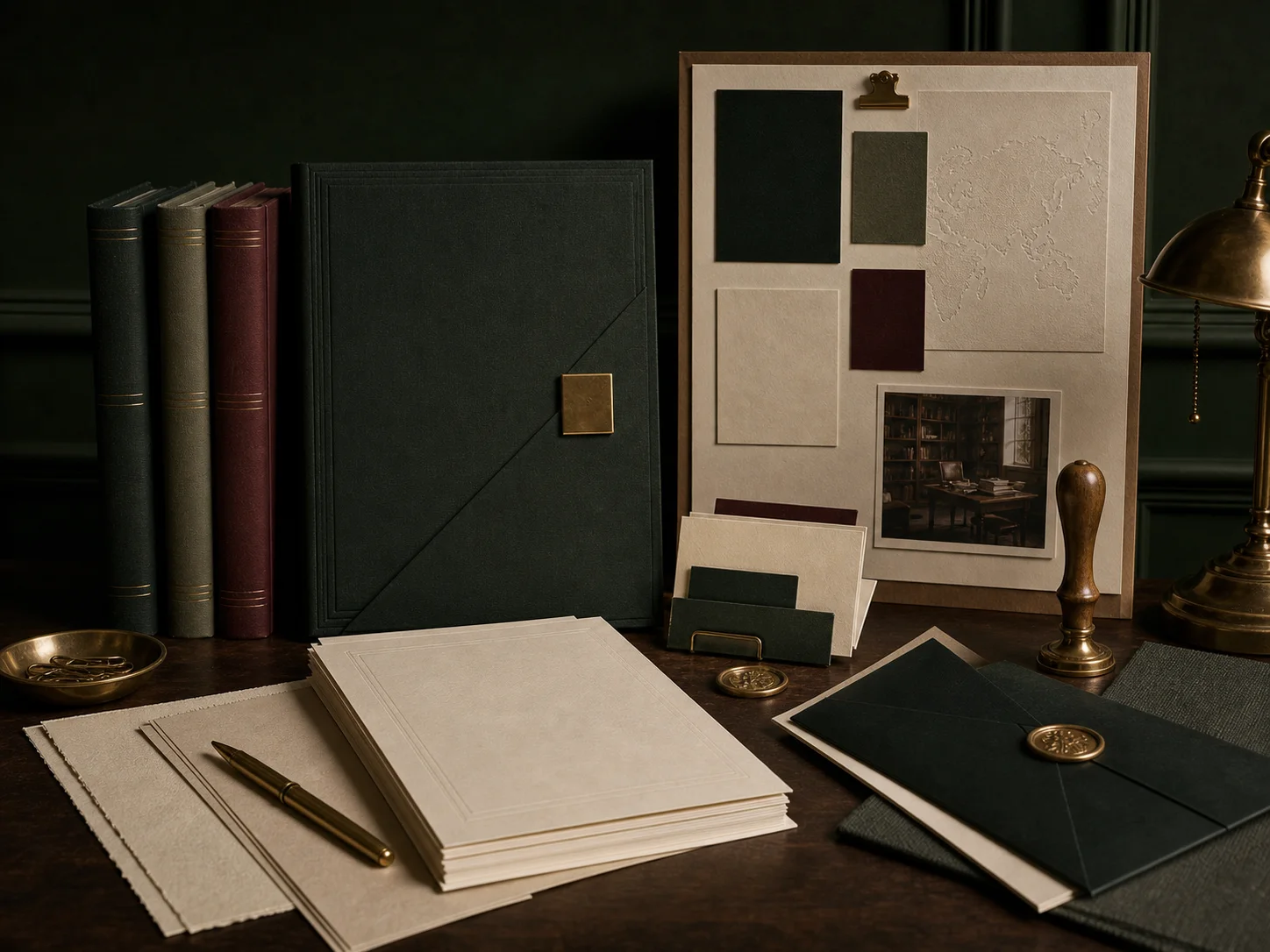 Maquine monogram, stationery, edition samples, and brand materials