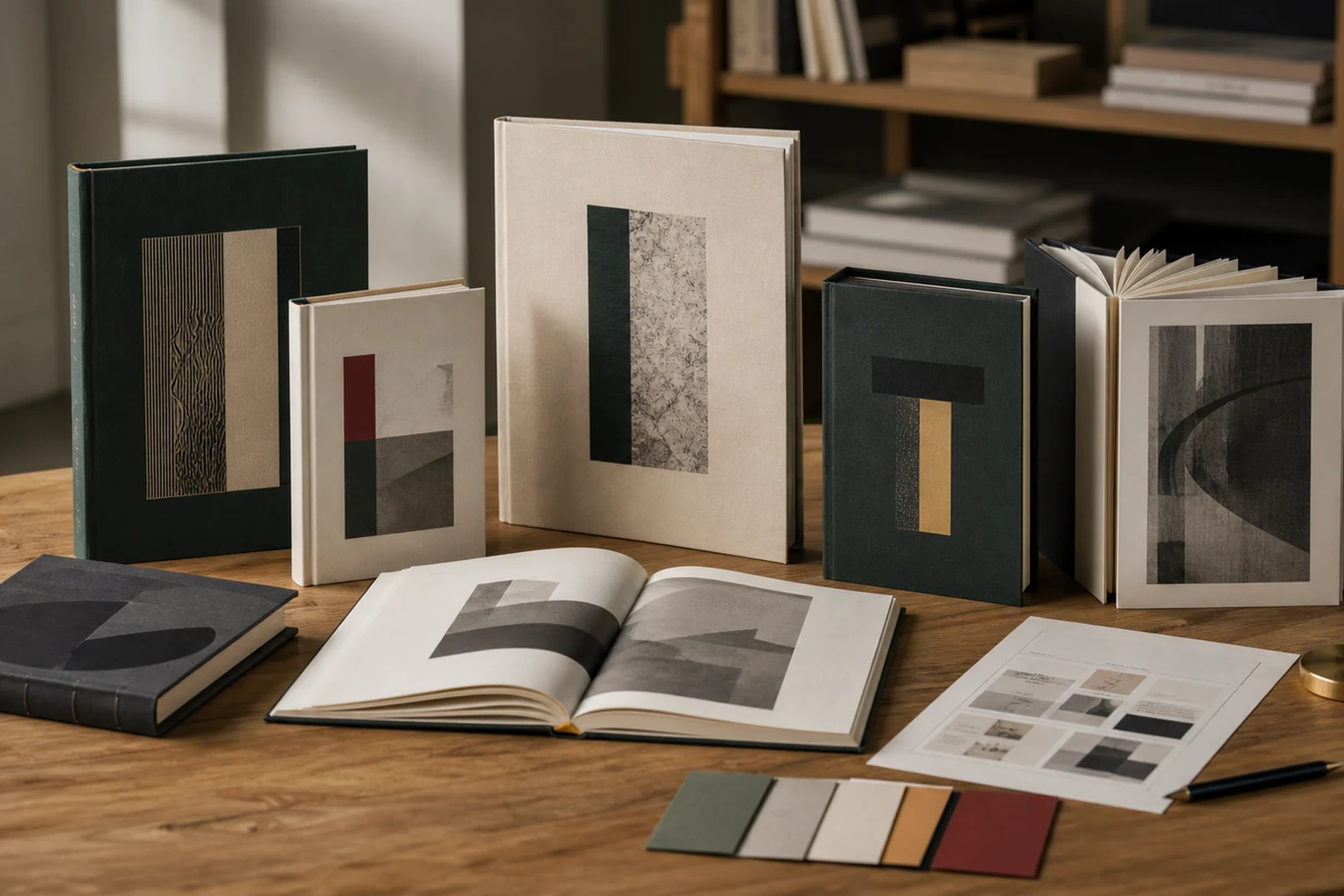Unbranded edition prototypes and production proofs arranged for editorial review