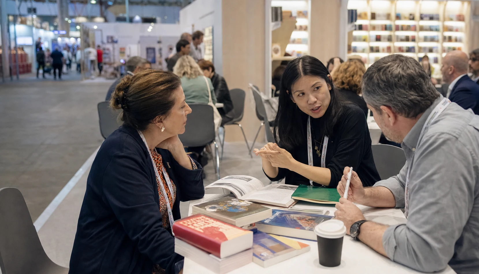 Italian publishing materials discussed for an English-language edition at a professional rights meeting