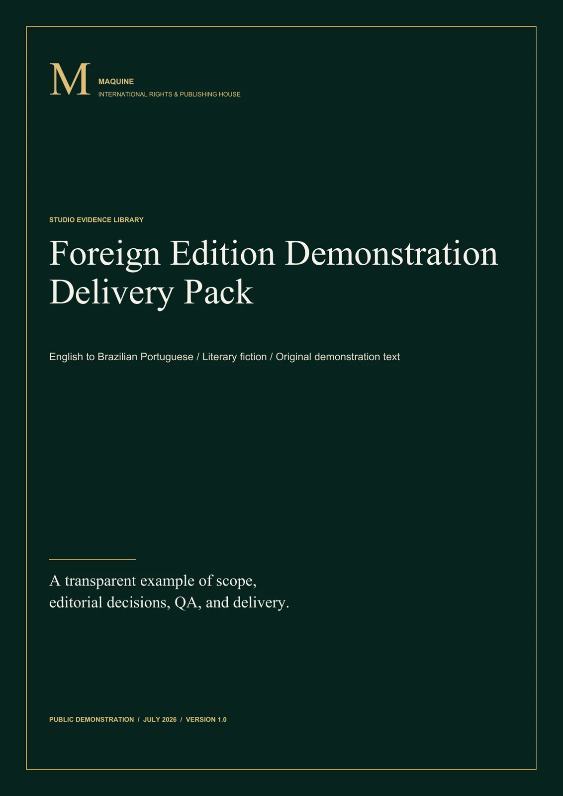 Cover of the Maquine demonstration delivery pack